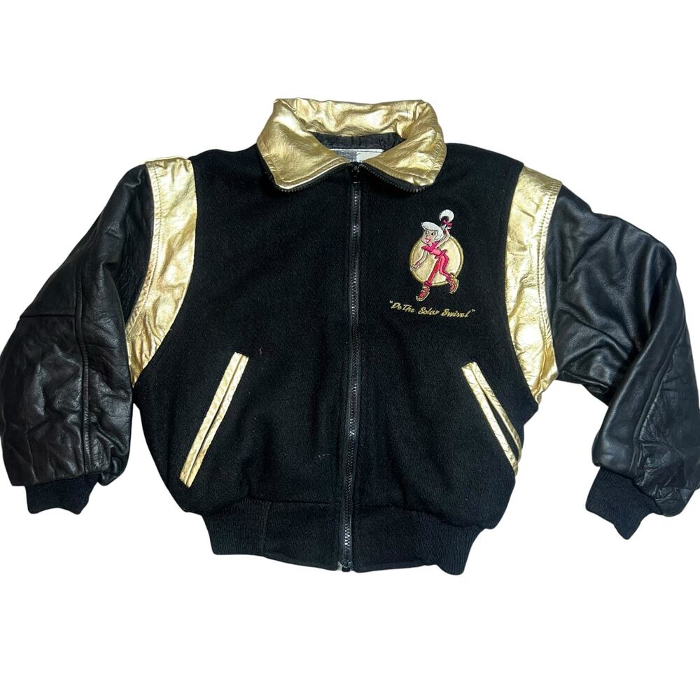 Vintage The Jetsons Astro rare embroidered leather bomber jacket youth size 7